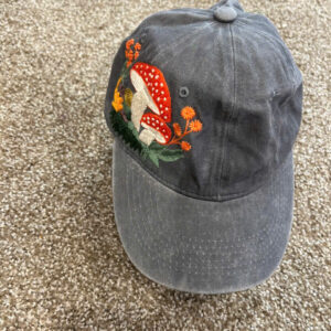 Hand-Embroidered Baseball Hat – Mushroom