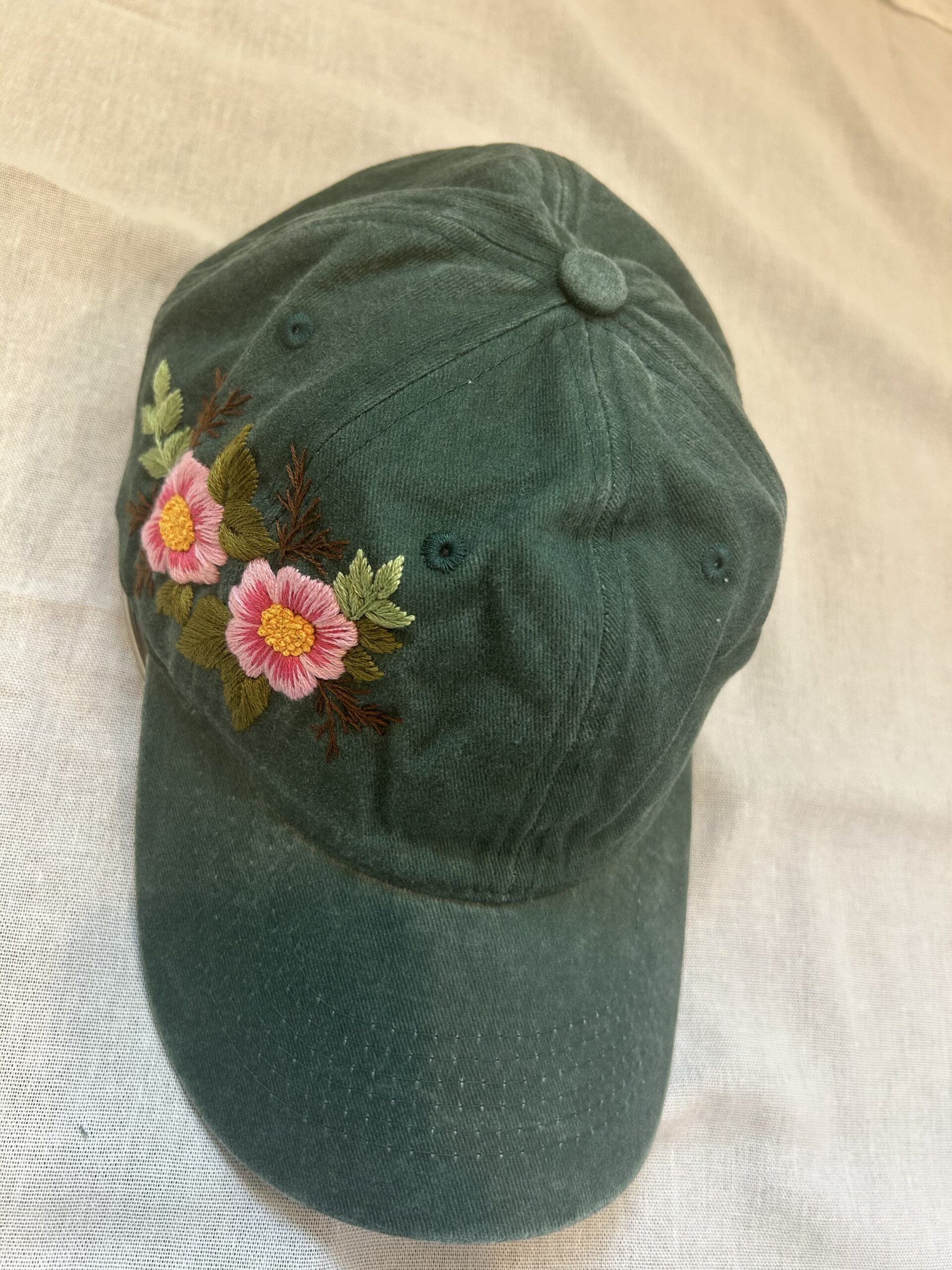 Hand-Embroidered Hat – Custom Minimal Stitch | Soft Cotton cap