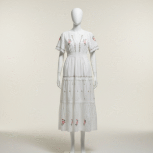 Floral Embroidered Maxi Dress (Machine Embroidered)