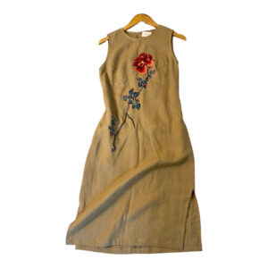 Floral Embroidery Linen Dress